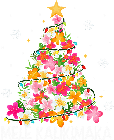 Hawaiian Floral Christmas Tree Mele Kalikimaka Tropical Xmas Tote Bag