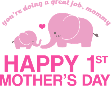 Happy 1st Mothers Day Cute Elephant Baby Bodysuit