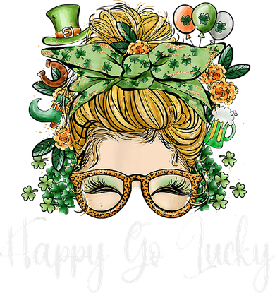 Happy Go Lucky Women Shamrock Messy Bun St. Patrick's Day Toddler Hoodie