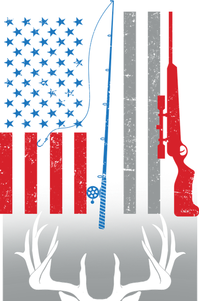 Fishing Rod Hunting Rifle American Flag Coaster