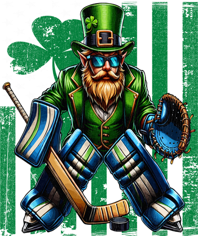 Hockey Goalie St Patricks Day Irish Shamrock American Flag Cool Gift Kids T-Shirt