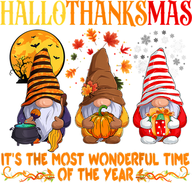 Happy Hallothanksmas Cute Gnomes Fall Halloween Kids Sweatshirt