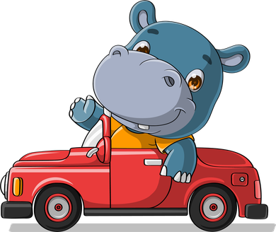 Happy Hippo Drive A Car Toddler T-Shirt