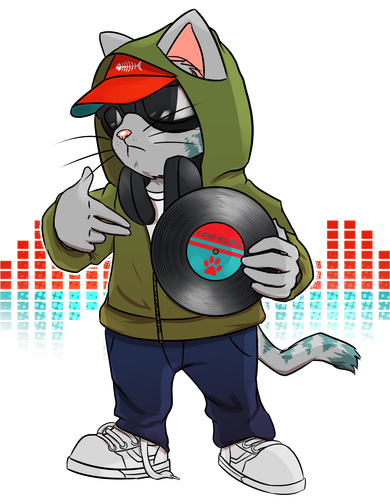 Hip Hop DJ Cat Catnip Records Kids Long Sleeve Shirt