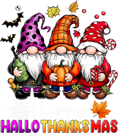 Happy Hallothanksmas Gnomes Lover Halloween Merry Christmas Kids Sweatshirt