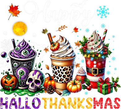 Happy Hallothanksmas Halloween Coffee Latte Thanksgiving Tumbler
