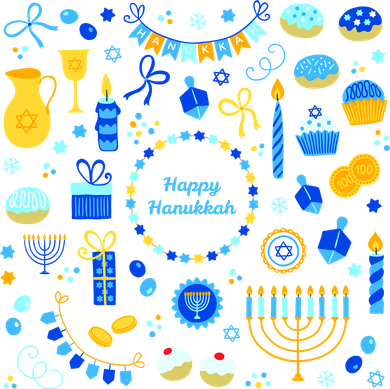 Happy Hanukkah Dreidel Star of David Menorah Mashup Pajama Set