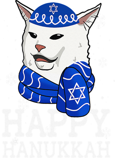 Happy Hanukkah Smudge Cat Meme Funny Holiday Ugly Christmas Kids Long Sleeve Shirt
