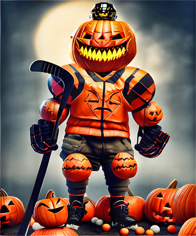 Halloween Hockey Season Pumpkin Player Hat