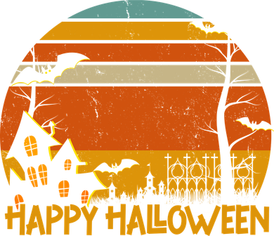 Happy Halloween Spooky Bats Vintage Sunset Long Sleeve Shirt