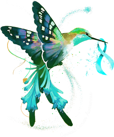 Hummingbird Holding Teal Ribbon Cervical Cancer Awareness Kids T-Shirt