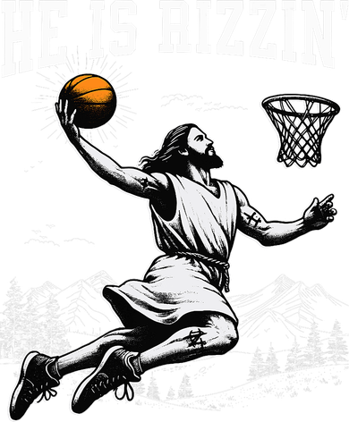 He Is Risen Rizzin Easter Jesus Christian Faith Basketball Button