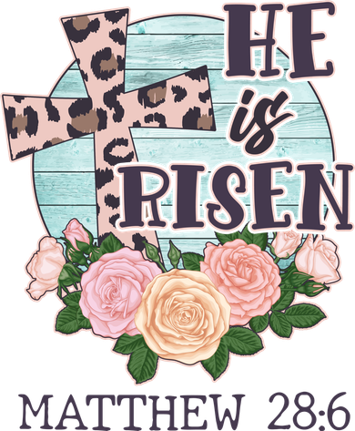 Vintage He is Risen Matthew 28:6 Floral Leopard Print Baby Bodysuit