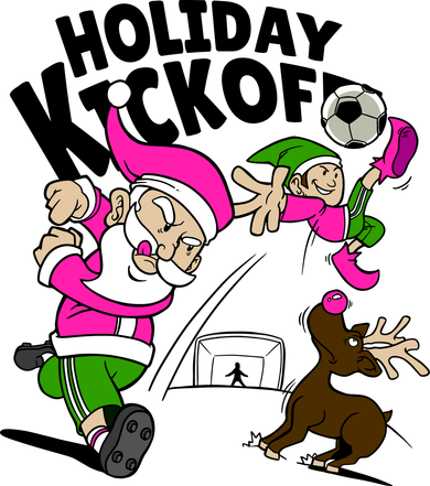 Holiday Kickoff Christmas Santa Elf Reindeer Funny Soccer Women's T-Shirt