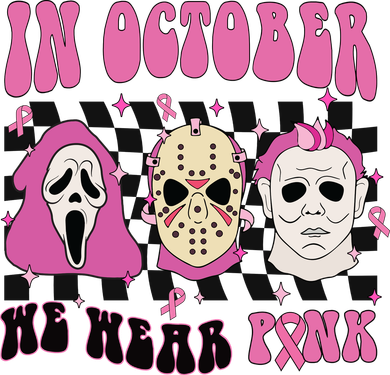 Horror Movie Characters In October We Wear Pink For Breast Cancer Awareness Mousepad