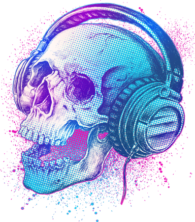 Headphones Music Lover Skull Long Sleeve Shirt