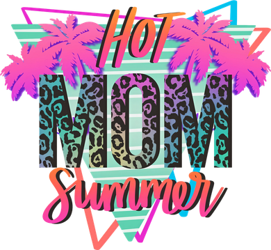 Hot Mom Summer Palms Tree Vintage Leopard Hot Mom Summer Baby Bodysuit