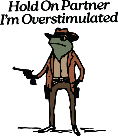 Hold On Partner Im Overstimulated Cowboy Frog Vintage Baby Bodysuit