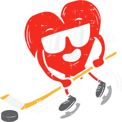 Heart Playing Ice Hockey Valentines Day Love Sports Boys Bucket Hat