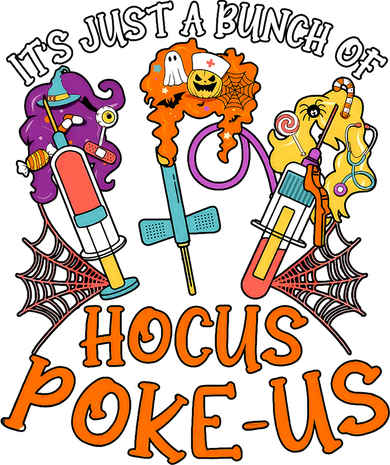 Hocus Pokeus Witch Nurse Halloween Medical Lab Tech Spooky Button