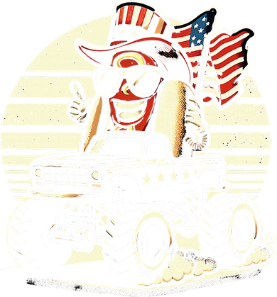 Hotdog Riding Monster Truck 4th Of July Usa Flag Kids T-Shirt
