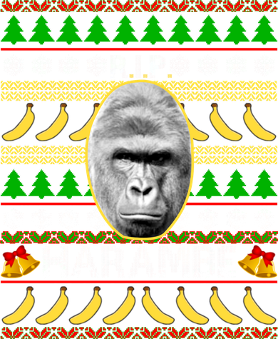 R.I.P. Harambe RIP Gorilla Ugly Christmas Sweater Design Santa Hat