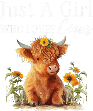 Highland Sunflower Cow Just A Girl Who Loves Cows Toddler Long Sleeve