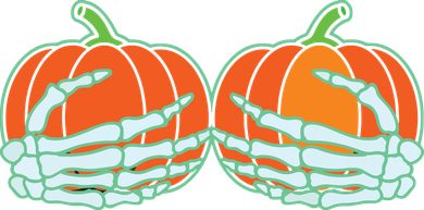 Halloween Skeleton Hand On Pumpkin Boob Kids T-Shirt