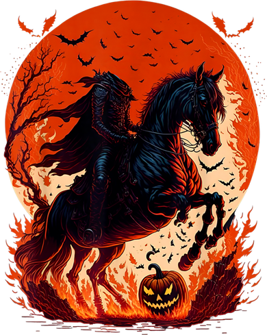 Halloween Scary Pumpkin Headless Horseman AI Kids Hoodie