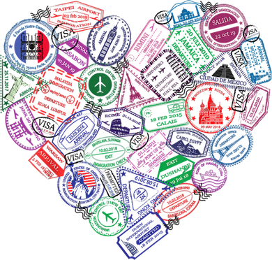 Heart Shaped Passport Travel Stamp Mousepad