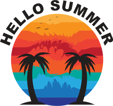 Hello Summer Tropical Sunset Beach Baby Bodysuit