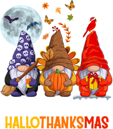 Halloween Thanksgiving Christmas Happy Hallothanksmas Gnomes Funny Gift Women's T-Shirt