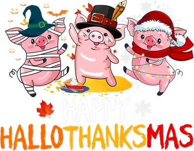 Halloween Thanksgiving Christmas Happy Hallothanksmas Pigs Women's T-Shirt