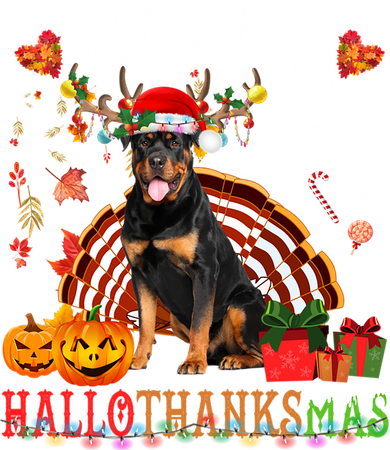 Halloween Thanksgiving Christmas Rottweiler Hallothanksmas Gift Women's T-Shirt