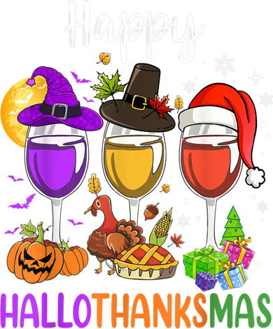 Halloween Thanksgiving Christmas Happy Hallothanksmas Wine Coaster