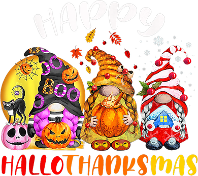 Halloween Thanksgiving Christmas Happy HalloThanksMas Gnomes Women's T-Shirt