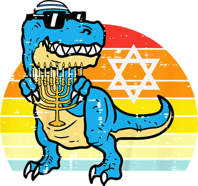  Hanukkah Trex Dino Retro Chanukah Jewish  Kids Long Sleeve Shirt