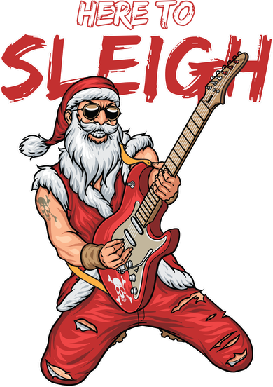 Santa Rocks Here To Sleigh  Button