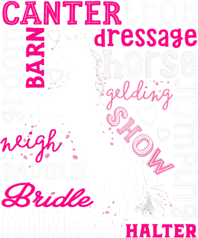 Horse Typography Word Art Girls Horseback Riding Equestrian T Doggie Tank