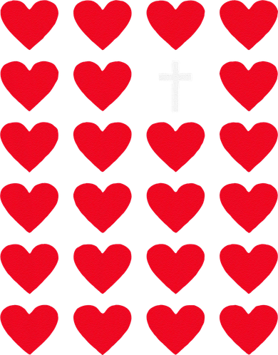 Hearts With Cross Christian Religious Valentines Day Jesus Polo