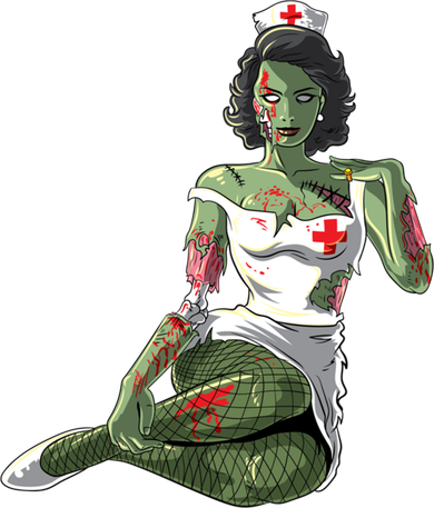 Halloween Zombie Pin Up Nurse Lady Gift Button