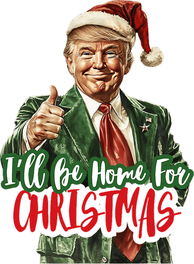 ILl Be Home For Christmas Santa Trump Xmas Pajamas Funny Kids Long Sleeve Shirt