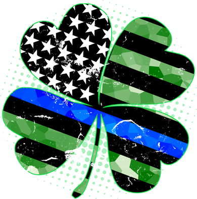 Thin Blue Line St Patrick's Day Irish Clover Kids T-Shirt
