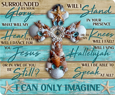 I Can Only Imagine Faith Sea Shell Cross Women's Long Sleeve Shirt