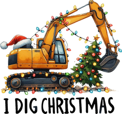 I Dig Christmas Excavator Construction Truck Digging Xmas Kids Hoodie