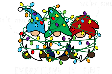 ItS Fine Everything Is Fine Xmas Lights Gnome Christmas Beanie
