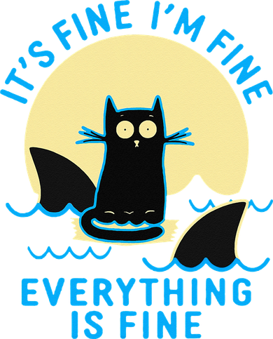Its Fine Im Fine Everything Is Fine Funny Black Cat Shark Women's Dry Zone Grid Polo