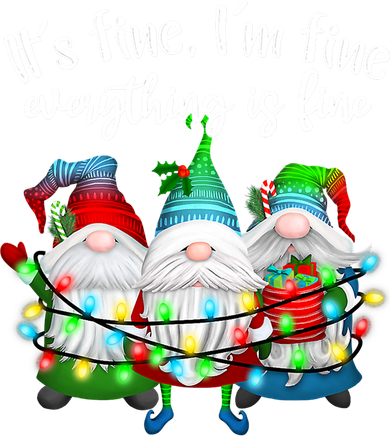 Its Fine Im Fine Everything Is Fine Gnome Christmas Lights Gift Coaster