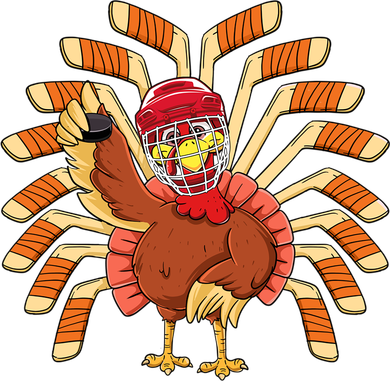 Ice Hockey Thanksgiving Turkey Playing Hockey Meaningful Gift Button