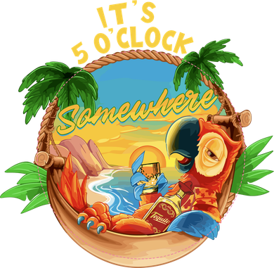 It Is 5 Oclock Somewhere Parrot Drinking Summer Vacation Women's Long Sleeve Shirt